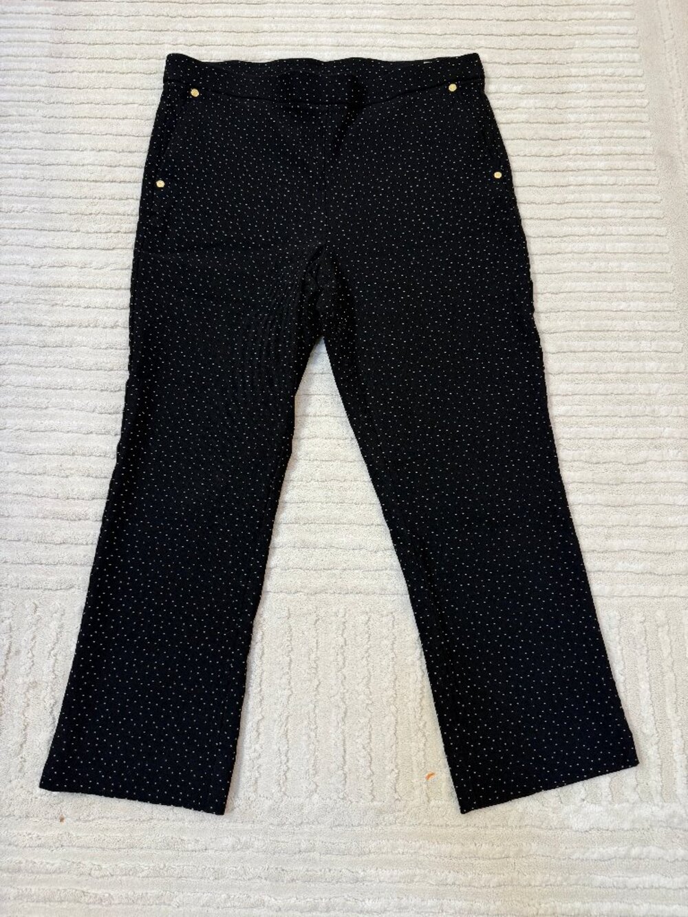 Anne Klein Black White Dotted Dress Pants